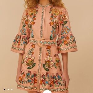 NWT Farm Rio Pink Garden Delight Belted Mini Dress